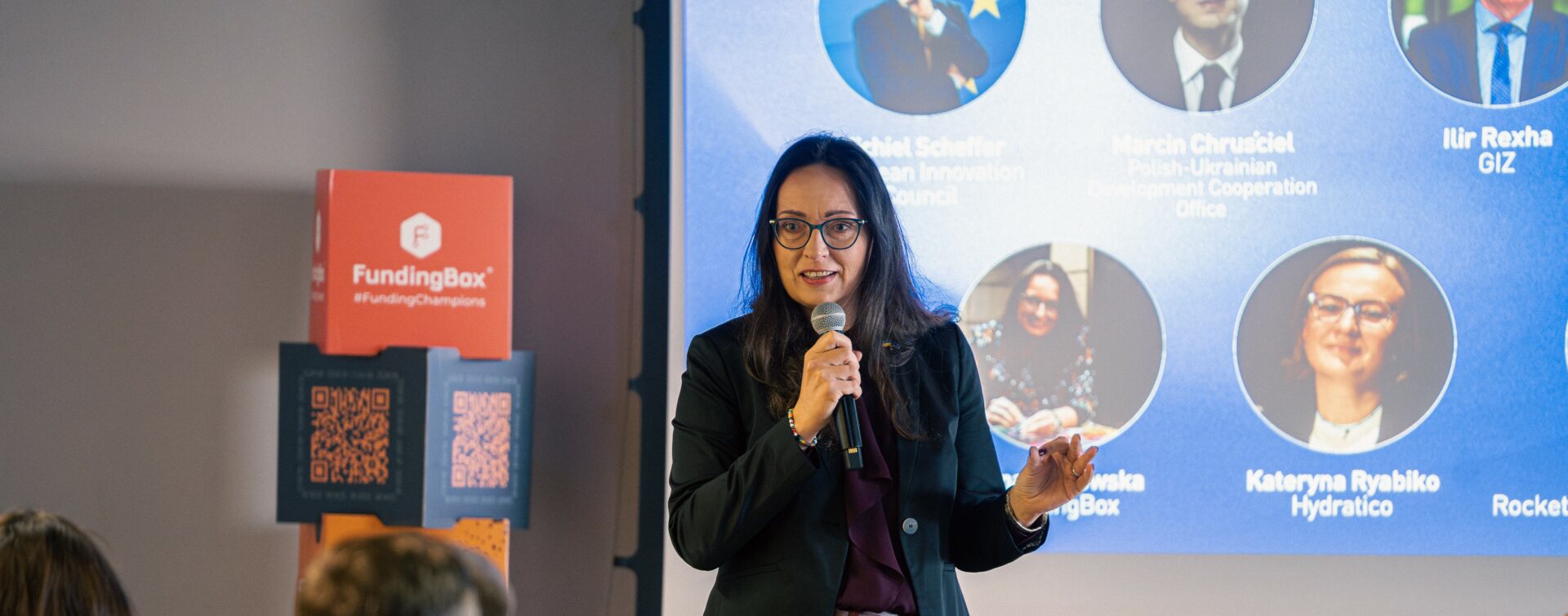 Anna Dymowska from FundingBox at Seeds of Bravery Final Demo Day in Warsaw