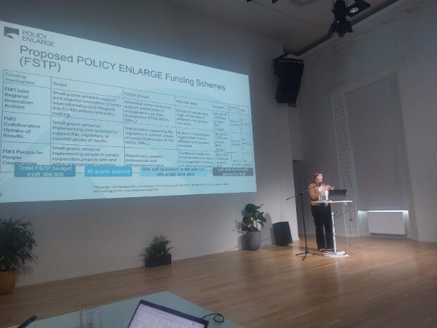 Maria Roca speaking at the Policy Enlarge Kick Off Meeting, April 2026, Budapest, Hungary